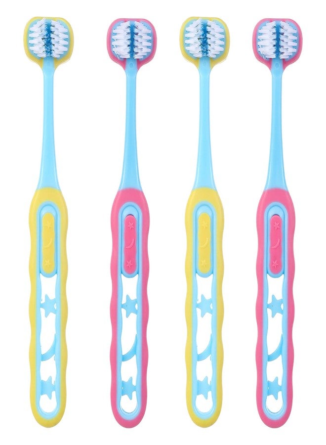 ValueBargain 4 Pack 3 Sided Toothbrush Kids, Soft Bristles 3 Sided Toothbrush, Triple-Sided Design for Ages 1-12, Easy Grip Handle & Complete Care - Image 1
